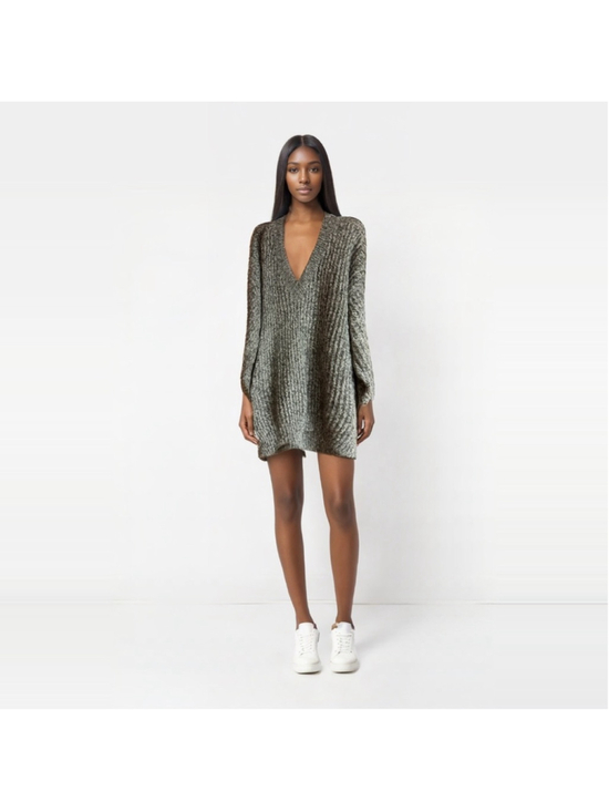 United Colors Of Benetton Sweaters - Vintage United Colors of Benetton Gray V-Neck Sweater Dress